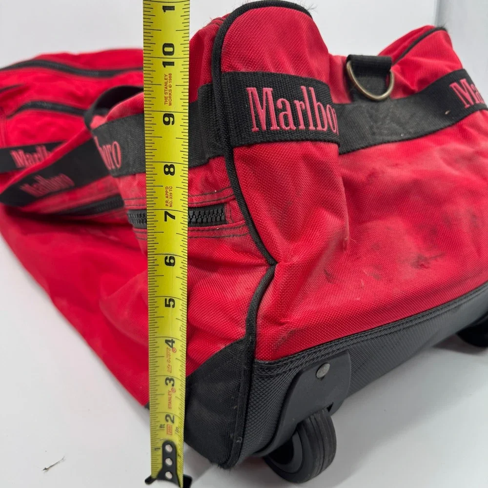 Vintage Marlboro‎ Adventure Team Red Rolling Duffel Bag Large Travel 30 Inch